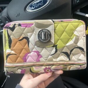 Vera Bradley Quilted Wallet in Green and Pink Floral